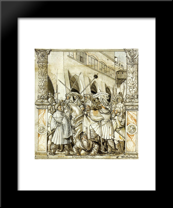The Humiliation Of The Emperor Valerian By The Persian King Sapor 20x24 Black Modern Wood Framed Art Print Poster by Holbein the Younger, Hans