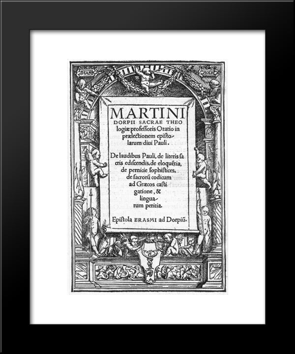 Title Page In The Form Of A Renaissance Niche 20x24 Black Modern Wood Framed Art Print Poster by Holbein the Younger, Hans