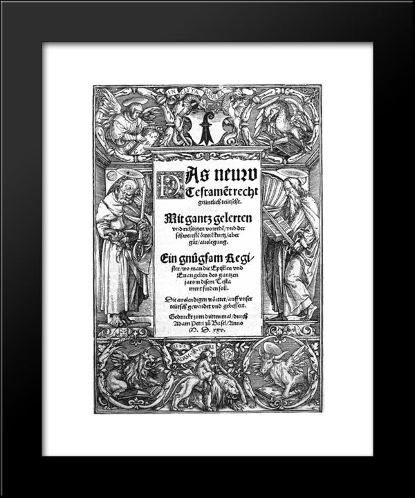 Title Plate With St. Peter And St. Paul 20x24 Black Modern Wood Framed Art Print Poster by Holbein the Younger, Hans