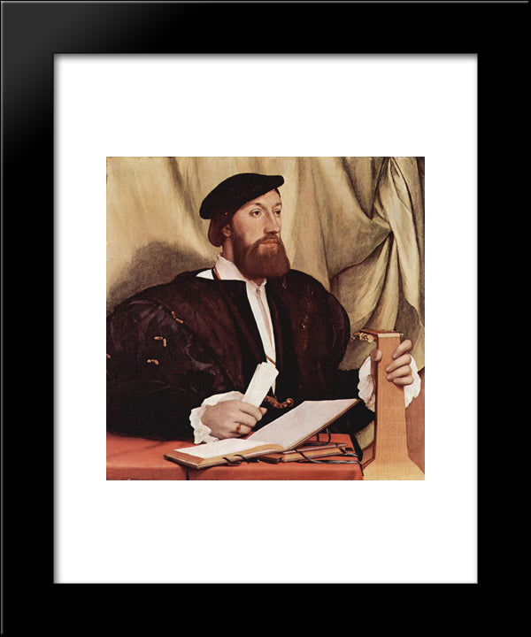 Unknown Gentleman With Music Books And Lute 20x24 Black Modern Wood Framed Art Print Poster by Holbein the Younger, Hans