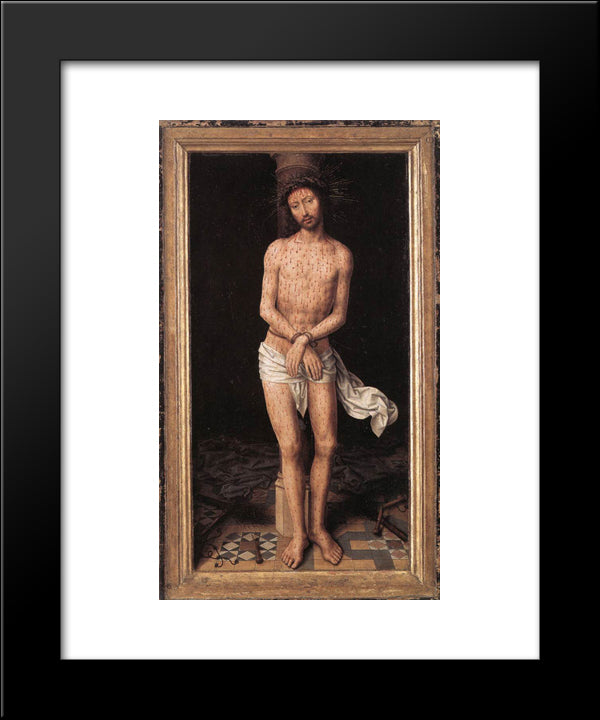 Christ At The Column 20x24 Black Modern Wood Framed Art Print Poster by Memling, Hans
