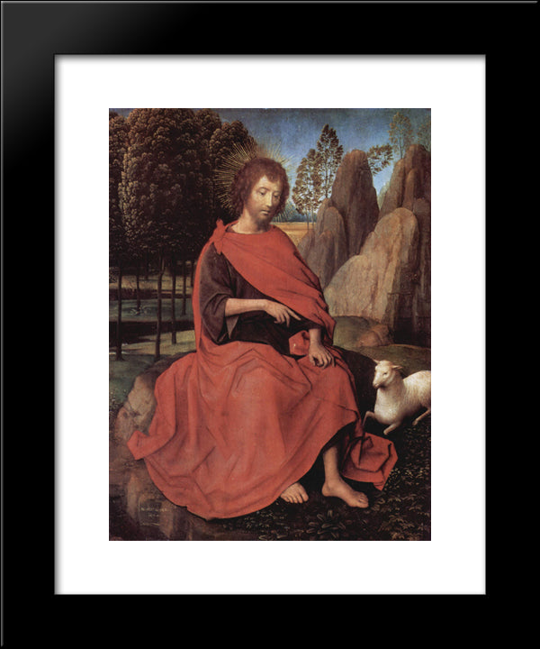 Diptych Of John The Baptist And St. Veronica, St. John The Baptist, The Left Wing 20x24 Black Modern Wood Framed Art Print Poster by Memling, Hans