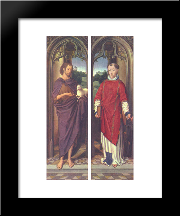 John The Baptist And St. Lawrence 20x24 Black Modern Wood Framed Art Print Poster by Memling, Hans