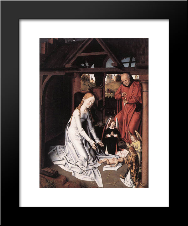 Nativity 20x24 Black Modern Wood Framed Art Print Poster by Memling, Hans