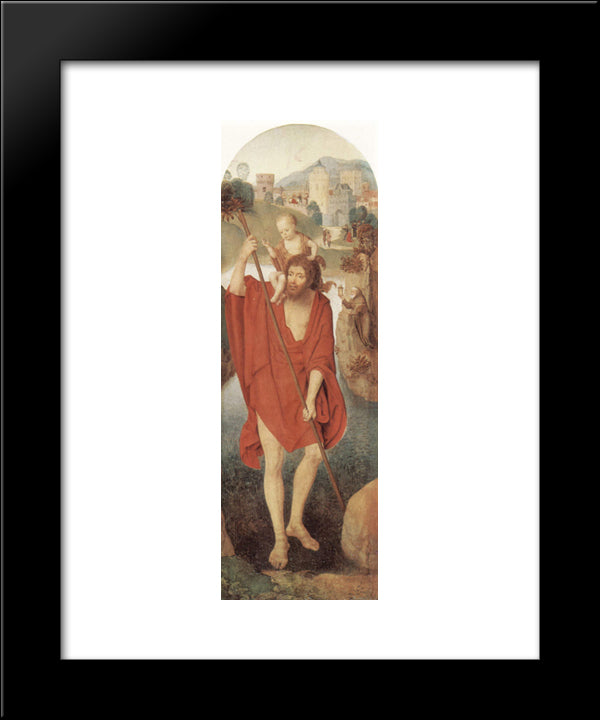 St. Christopher 20x24 Black Modern Wood Framed Art Print Poster by Memling, Hans