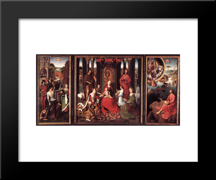 St. John Altarpiece 20x24 Black Modern Wood Framed Art Print Poster by Memling, Hans