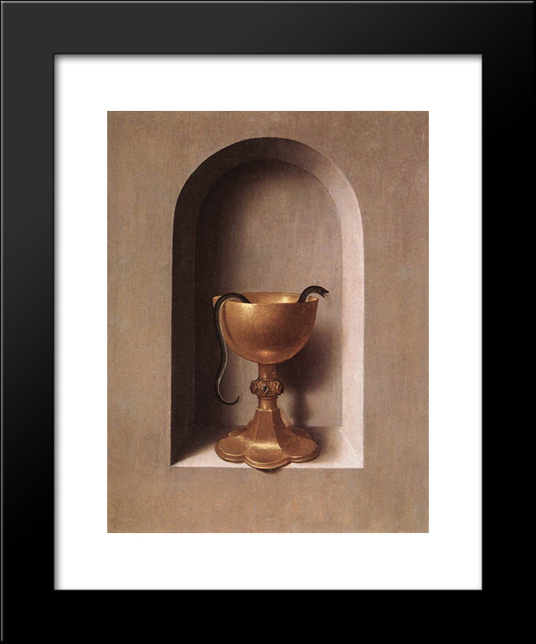 St. John And Veronica Diptych (Reverse Of The Right Wing) 20x24 Black Modern Wood Framed Art Print Poster by Memling, Hans