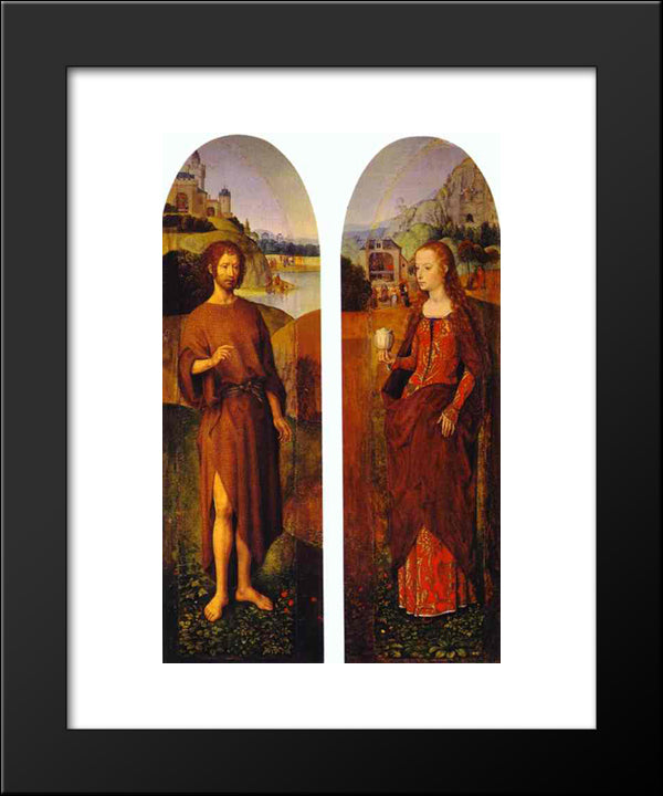 St. John The Baptist And St. Mary Magdalen. Wings Of A Triptych 20x24 Black Modern Wood Framed Art Print Poster by Memling, Hans