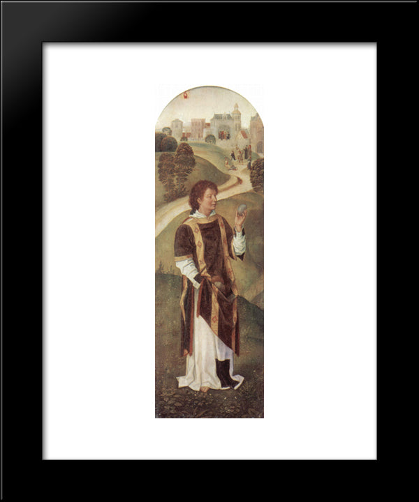St. Stephen 20x24 Black Modern Wood Framed Art Print Poster by Memling, Hans