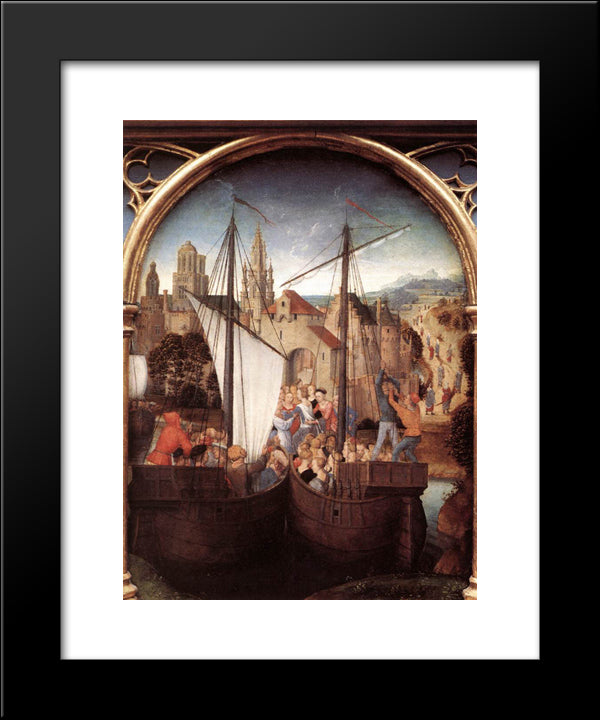 St. Ursula And Her Companions Landing At Basel, From The Reliquary Of St. Ursula 20x24 Black Modern Wood Framed Art Print Poster by Memling, Hans