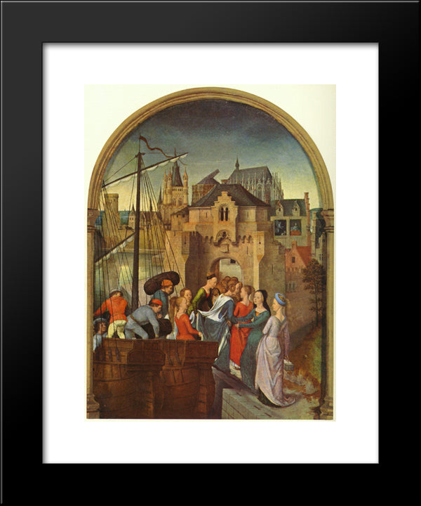 St. Ursula And Her Companions Landing At Cologne, From The Reliquary Of St. Ursula 20x24 Black Modern Wood Framed Art Print Poster by Memling, Hans