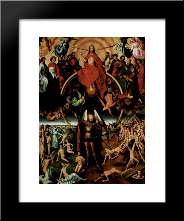 The Last Judgment, Triptych, Central Panel Maiestas Domini With Archangel Michael Weighing The Souls 20x24 Black Modern Wood Framed Art Print Poster by Memling, Hans