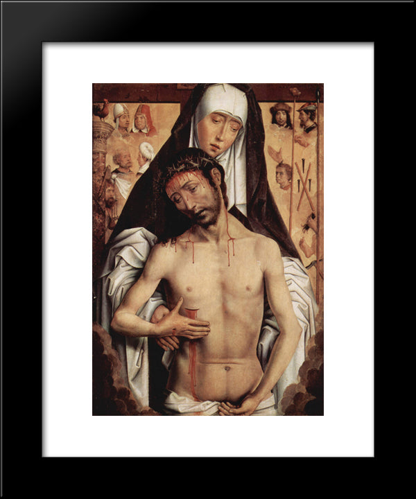 The Man Of Sorrows In The Arms Of The Virgin 20x24 Black Modern Wood Framed Art Print Poster by Memling, Hans