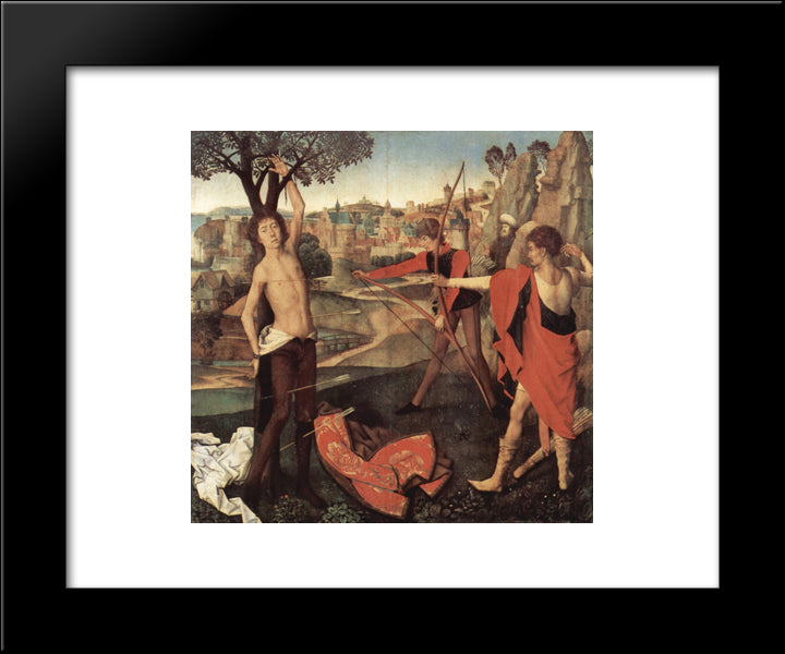 The Martyrdom Of St. Sebastian 20x24 Black Modern Wood Framed Art Print Poster by Memling, Hans