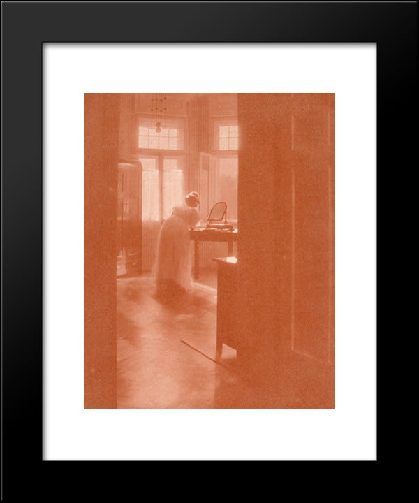 Toilette Du Matin (Mary Warner) 20x24 Black Modern Wood Framed Art Print Poster by Kuhn, Heinrich