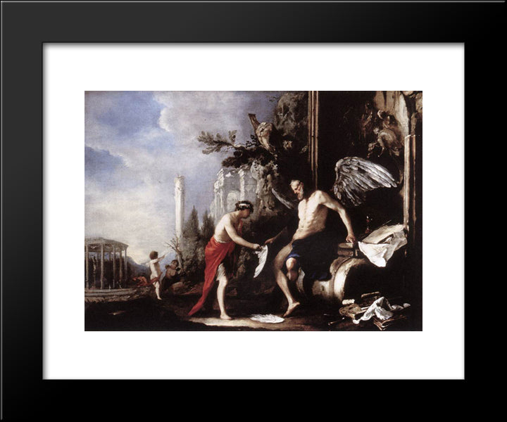 Allegory Of Time 20x24 Black Modern Wood Framed Art Print Poster by Schonfeld, Heinrich
