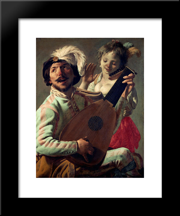 Duet 20x24 Black Modern Wood Framed Art Print Poster by Terbrugghen, Hendrick