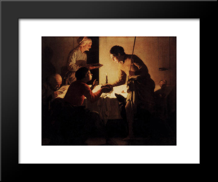 Esau Selling His Birthright 20x24 Black Modern Wood Framed Art Print Poster by Terbrugghen, Hendrick