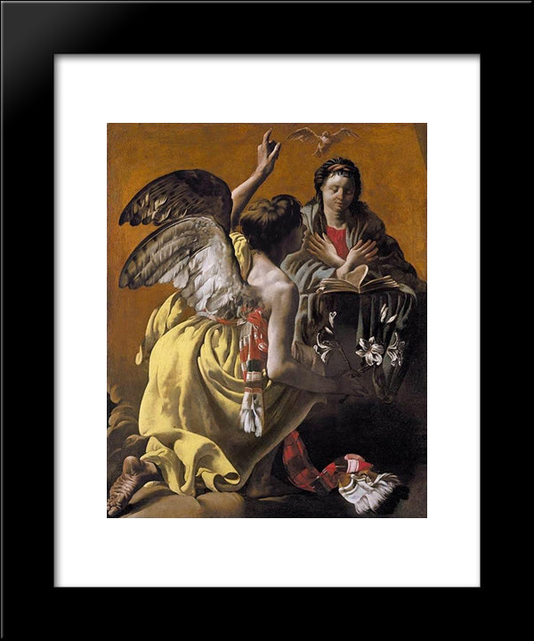 The Annunciation 20x24 Black Modern Wood Framed Art Print Poster by Terbrugghen, Hendrick