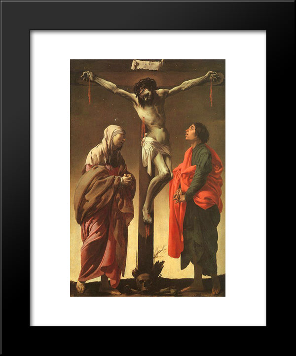 The Crucifixion With The Virgin And St. John 20x24 Black Modern Wood Framed Art Print Poster by Terbrugghen, Hendrick