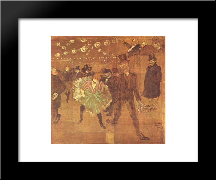 Booth Of La Goulue At The Foire Du Trone (Dance At The Moulin Rouge) 20x24 Black Modern Wood Framed Art Print Poster by Toulouse Lautrec, Henri de