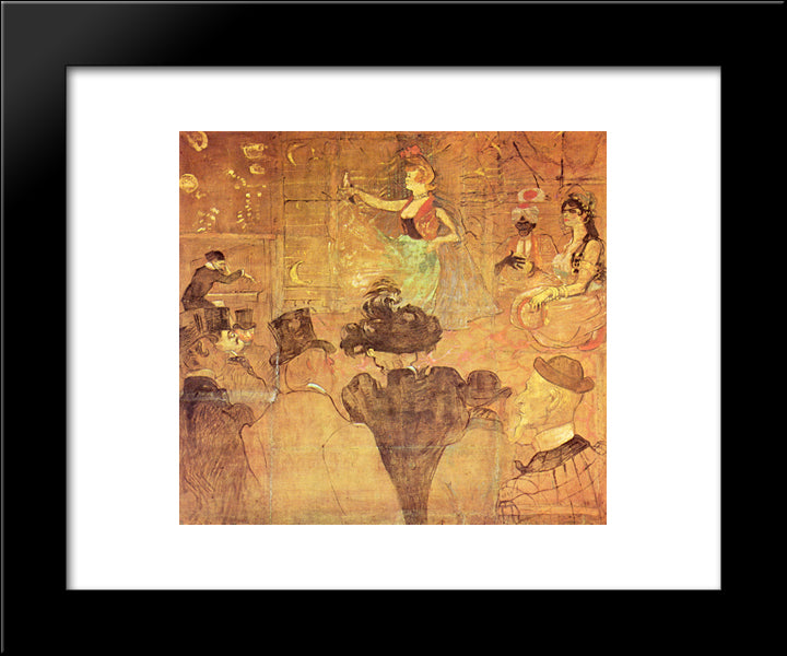 Booth Of La Goulue At The Foire Du Trone (The Moorish Dance) 20x24 Black Modern Wood Framed Art Print Poster by Toulouse Lautrec, Henri de