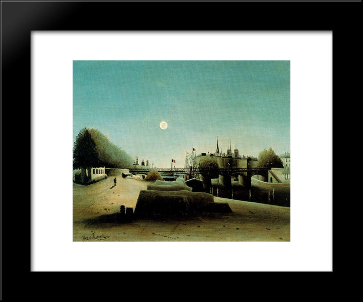 A View Of The Ile Saint Louis From Port Saint Nicolas Evening 20x24 Black Modern Wood Framed Art Print Poster by Rousseau, Henri