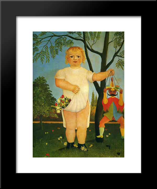 Child With A Puppet 20x24 Black Modern Wood Framed Art Print Poster by Rousseau, Henri