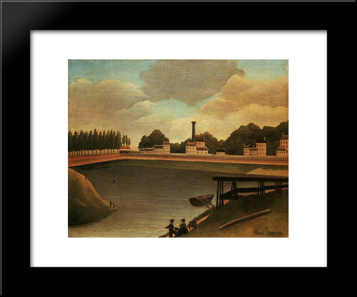 Family Fishing 20x24 Black Modern Wood Framed Art Print Poster by Rousseau, Henri