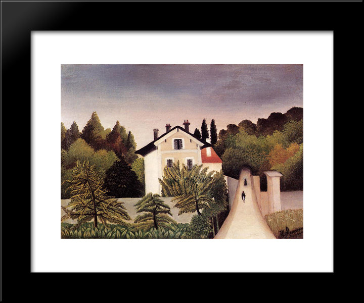 House On The Outskirts Of Paris 20x24 Black Modern Wood Framed Art Print Poster by Rousseau, Henri