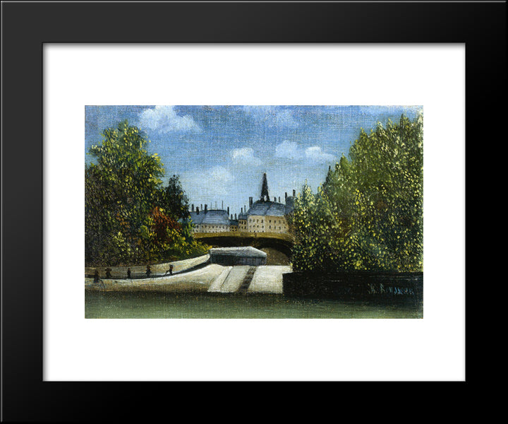 Ile De La Cite 20x24 Black Modern Wood Framed Art Print Poster by Rousseau, Henri