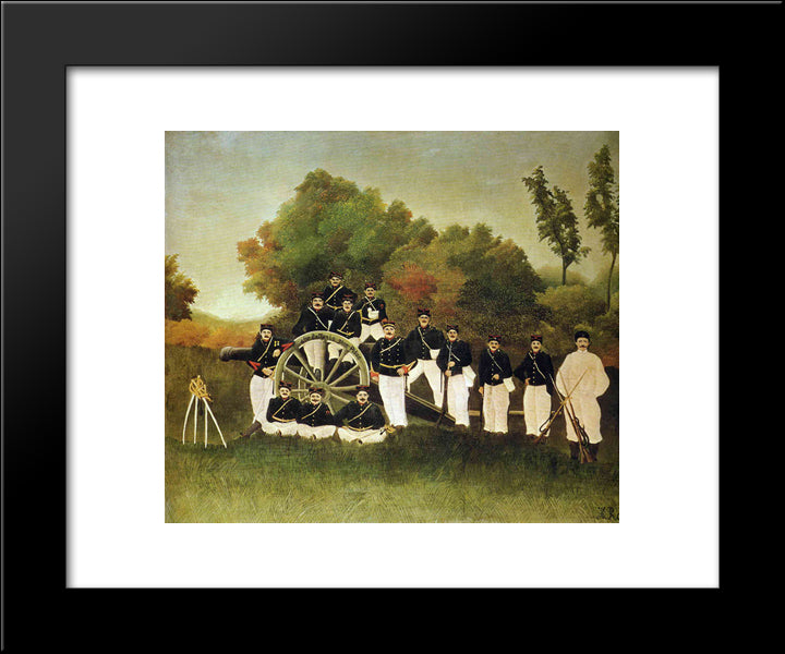 The Artillerymen 20x24 Black Modern Wood Framed Art Print Poster by Rousseau, Henri