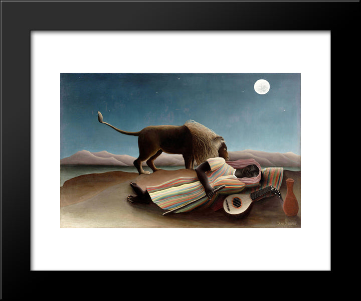 The Sleeping Gypsy 20x24 Black Modern Wood Framed Art Print Poster by Rousseau, Henri