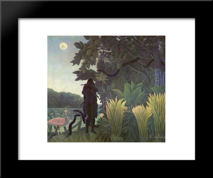 The Snake Charmer 20x24 Black Modern Wood Framed Art Print Poster by Rousseau, Henri