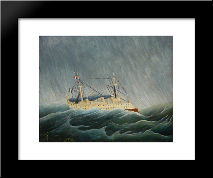The Storm Tossed Vessel 20x24 Black Modern Wood Framed Art Print Poster by Rousseau, Henri