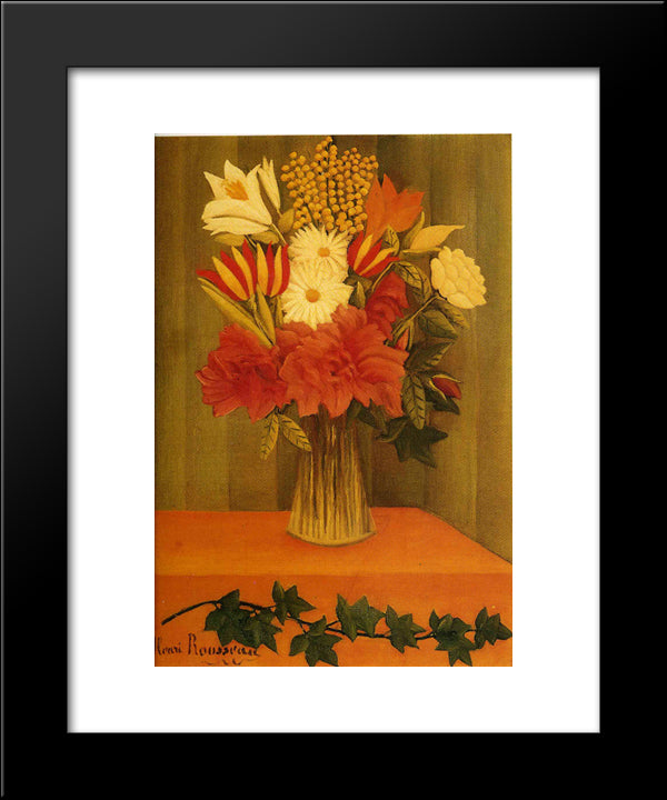 Vase Of Flowers 20x24 Black Modern Wood Framed Art Print Poster by Rousseau, Henri