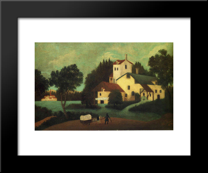 Wagon In Front Of The Mill 20x24 Black Modern Wood Framed Art Print Poster by Rousseau, Henri