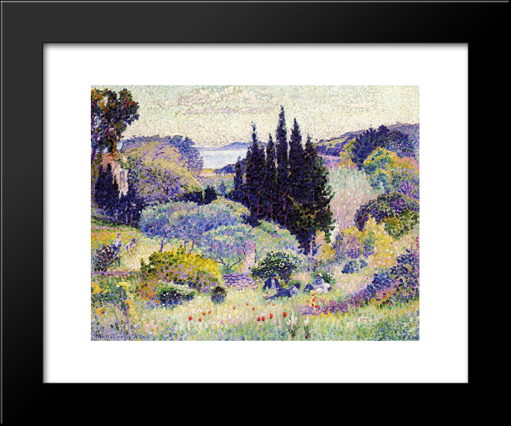 Cypress, April 20x24 Black Modern Wood Framed Art Print Poster by Cross, Henri Edmond