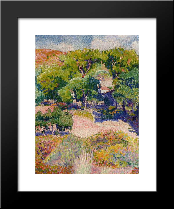 Cypresses 20x24 Black Modern Wood Framed Art Print Poster by Cross, Henri Edmond
