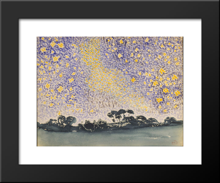 Landscape With Stars 20x24 Black Modern Wood Framed Art Print Poster by Cross, Henri Edmond
