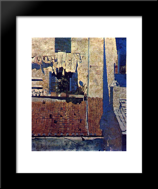 A Casa De Persianas Azuis 20x24 Black Modern Wood Framed Art Print Poster by Pousao, Henrique