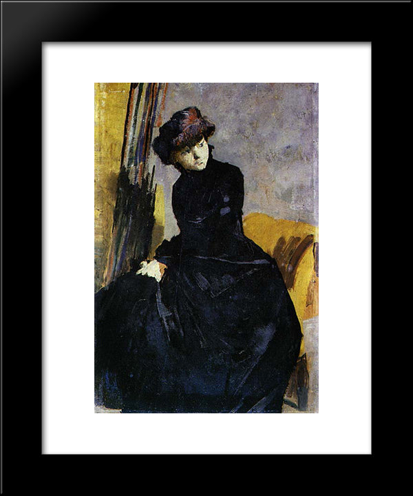 Senhora Vestida De Negro 20x24 Black Modern Wood Framed Art Print Poster by Pousao, Henrique