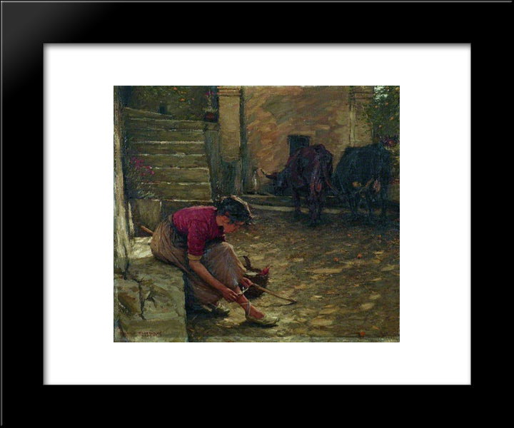 Going Out With The Cows 20x24 Black Modern Wood Framed Art Print Poster by La Thangue, Henry Herbert