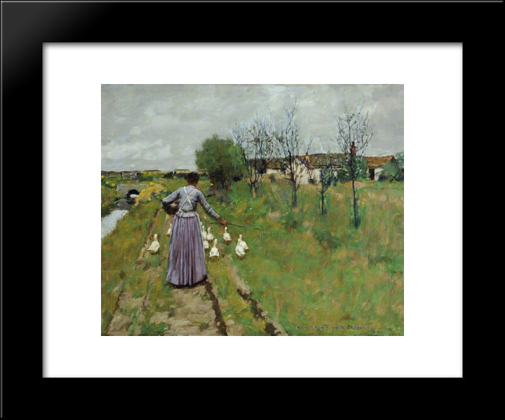 Landscape Study 20x24 Black Modern Wood Framed Art Print Poster by La Thangue, Henry Herbert