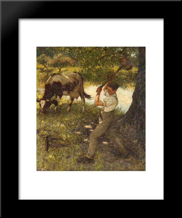 Stumping The Cow 20x24 Black Modern Wood Framed Art Print Poster by La Thangue, Henry Herbert