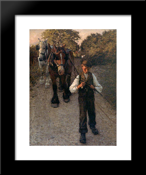 The Plough Boy 20x24 Black Modern Wood Framed Art Print Poster by La Thangue, Henry Herbert