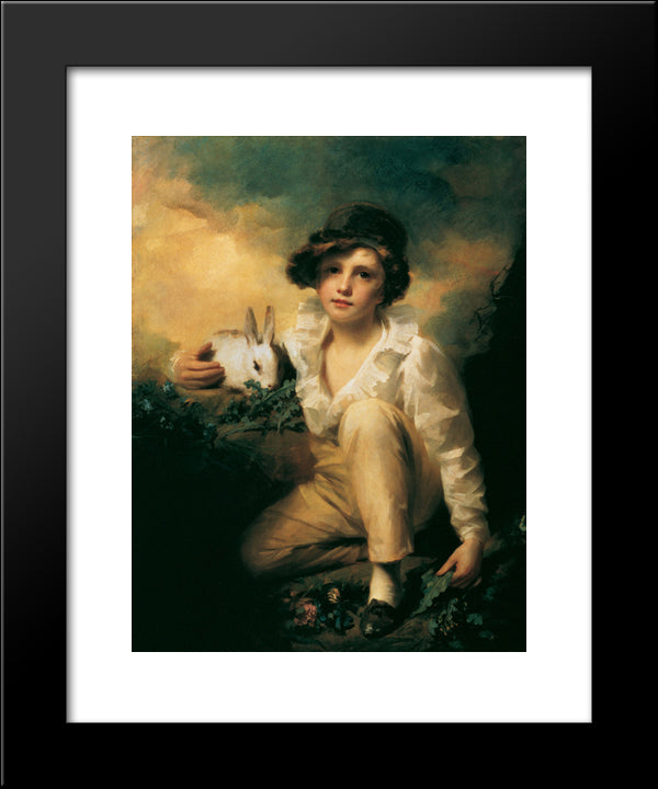 Boy And Rabbit 20x24 Black Modern Wood Framed Art Print Poster by Raeburn, Henry