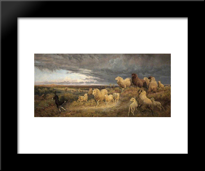 Approaching Thunderstorm, Flocks Driven Home, Picardy, France 20x24 Black Modern Wood Framed Art Print Poster by Davis, Henry William Banks