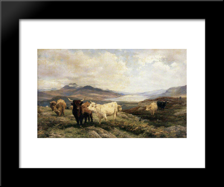 Landscape With Cattle, Morning 20x24 Black Modern Wood Framed Art Print Poster by Davis, Henry William Banks