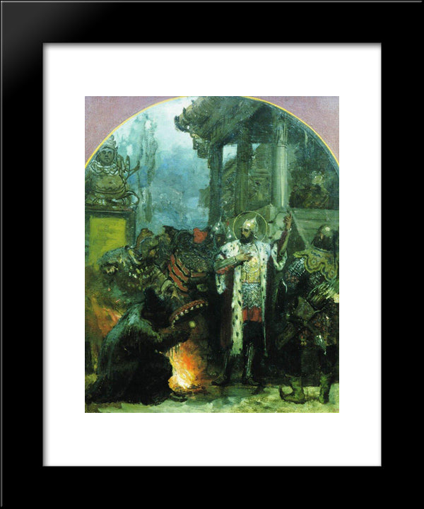 Prince Alexander Nevsky In Gold Horde 20x24 Black Modern Wood Framed Art Print Poster by Siemiradzki, Henryk
